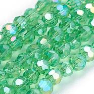 Electroplate Glass Beads Strands, AB Color Plated, Faceted(32 Facets) Round, Light Green, 3mm, Hole: 1mm, about 100pcs/strand, 11.5 inch(EGLA-D021-33)