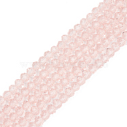 Glass Beads Strands, Faceted, Rondelle, Pink, 10x8mm, Hole: 1mm, about 63~65pcs/strand, 49~50cm(EGLA-A034-T10mm-D22)