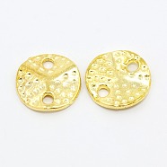 Alloy Links connectors, Hammered Wavy Flat Round, Golden, 13x1mm, Hole: 2mm(PALLOY-A056B-G)