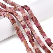 Natural Rhodonite Beads Strands, Cube, 6~7x6~6.5x6~6.5mm, Hole: 1mm, about 60~61pcs/strand, 15~15.366''(38.1~39cm)(G-T139-6x6-03)