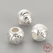 925 Sterling Silver Beads, Fancy Cut Round, Silver, 4x3.5mm, Hole: 1.5mm(STER-S002-16-4mm)