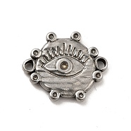 304 Stainless Steel Connector Rhinestone Settings, Evil Eye, Stainless Steel Color, Fit for 1mm and 1.6mm Rhinestone, 16x19x3mm, Hole: 1.6mm(STAS-I694-06P)