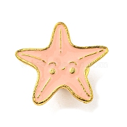 Summer Beach Theme Enamel Pin, Golden Alloy Brooch for Backpack Clothes, Starfish with Smiling Face, 19.5x20.5x1.5mm(JEWB-B006-10A)