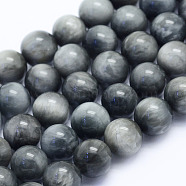 Natural Hawk's Eye Beads Strands, Eagle Eye Stone, Round, Grade A, 8~8.5mm, Hole: 1mm, about 51pcs/strand, 15.7 inch(40cm)(G-L478-03-8mm)