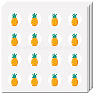 8 Sheets Plastic Waterproof Self-Adhesive Picture Stickers, Round Dot Cartoon Decals for Kid's Art Craft, Pineapple, 150x150mm, Sticker: 25mm(DIY-WH0428-015)