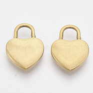 304 Stainless Steel Pendants, Heart Lock, Golden, 20x15x3mm, Hole: 5x5mm(STAS-R100-08A)