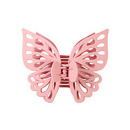 Large Frosted Butterfly Hair Claw Clip, Plastic Hollow Butterfly Ponytail Hair Clip for Women, Pink, 120x130mm(OHAR-PW0003-006A)