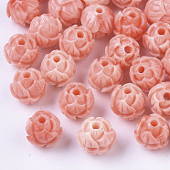 Synthetic Coral Beads, Dyed, Two Tone, Lotus, Light Coral, 8x8mm, Hole: 1.6mm(CORA-R017-03C)