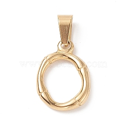 304 Stainless Steel Pendants, Bamboo Style, Letter, Golden Color, Letter.O, 19x13x3mm, Hole: 3x7mm(STAS-F235-01G-O)