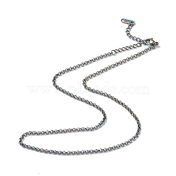 Ion Plating(IP) 304 Stainless Steel Rolo Chain Necklace for Men Women, Rainbow Color, 15.67 inch(39.8cm)(NJEW-K245-022D)