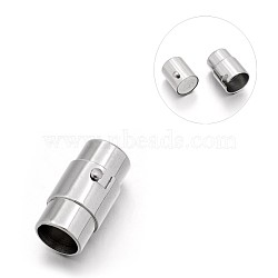 Smooth 304 Stainless Steel Column Magnetic Swivel Clasps, Stainless Steel Color, 18x9.5mm, Hole: 7mm(X-STAS-E089-05F)