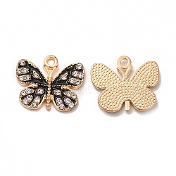 Alloy with Rhinestone Enamel Pendants, Butterfly Charms, Golden, 16.5x19x2mm, Hole: 1.5mm(FIND-G055-06G)