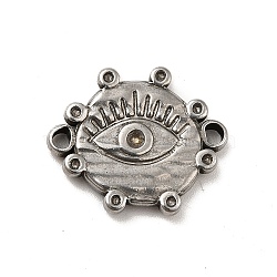 304 Stainless Steel Connector Rhinestone Settings, Evil Eye, Stainless Steel Color, Fit for 1mm and 1.6mm Rhinestone, 16x19x3mm, Hole: 1.6mm(STAS-I694-06P)