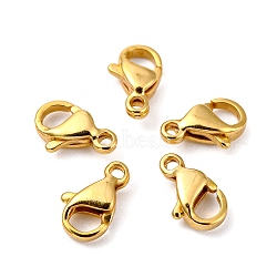 304 Stainless Steel Lobster Claw Clasps, Parrot Trigger Clasps, Real 24K Gold Plated, 15x9x4mm, Hole: 2mm(STAS-AB15-G)