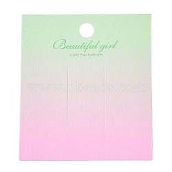 Gradient Color Rectangle Paper Hair Clip Display Cards with Hanging Hole, Pale Green, 8x7x0.04cm, Hole: 0.8cm(CDIS-T004-19C)