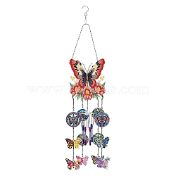 DIY Diamond Painting Butterfly Sun Catcher Wind Chime Kits, for Window Home Garden Decorations, Butterfly, 730x190mm(PW-WG14800-01)