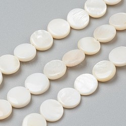 Natural Freshwater Shell Beads, Flat Round, 10x3~6mm, Hole: 0.5mm, about 39pcs/strand, 15.16 inch(38.5cm)(X-BSHE-I011-01D-02)