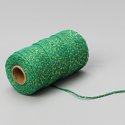 100M Round Cotton Cord, Gift Wrapping Decorative Cord, Sea Green, 2mm, about 109.36 Yards(100m)/Roll(PW-WG42861-08)