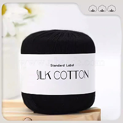 Silk Cotton Yarns, for Knitting Crochet Supplies, Black, 1.5mm(PW-WGCCBAD-07)