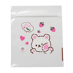 Rectangle Plastic Zip Lock Gift Bags, Resealable Bags with Cute Puppy Pattern, Pink, 12x10x0.02cm, Unilateral Thickness: 2.5 Mil(0.065mm)(OPP-Q008-01B-02)