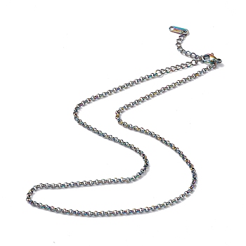 Ion Plating(IP) 304 Stainless Steel Rolo Chain Necklace for Men Women, Rainbow Color, 15.67 inch(39.8cm)