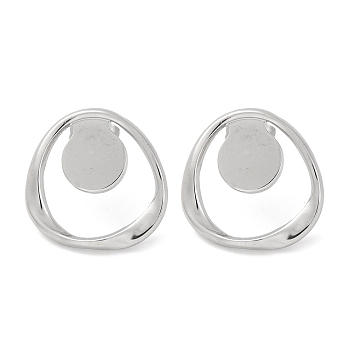 304 Stainless Steel Stud Earrings, Silver, 19x19mm