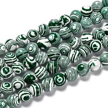 Synthetic Malachite Beads Strands, Dyed, Round, Green, 10mm, Hole: 1mm, about 38pcs/strand,  14.96 inch(38cm)