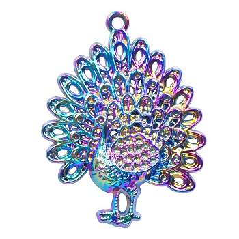 Alloy Pendant, Peacock, Rainbow Color, 29x22mm