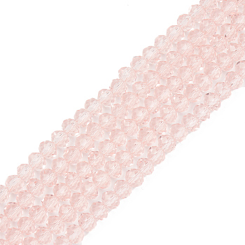 Glass Beads Strands, Faceted, Rondelle, Pink, 10x8mm, Hole: 1mm, about 65~66pcs/strand, 20.8~21.2 inch(53~54cm)