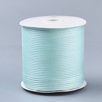 Nylon Ribbons, with Sparkle Metallic Cord, for Gift Package, Party Wedding Decoration, Pale Turquoise, 1/8 inch(3.5mm) , about 500yards/roll(457.2m/roll)