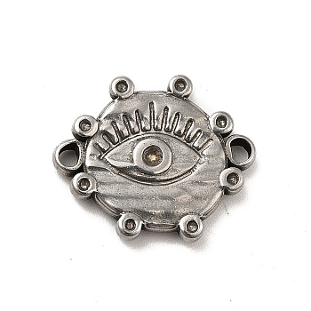 304 Stainless Steel Connector Rhinestone Settings, Evil Eye, Stainless Steel Color, Fit for 1mm and 1.6mm Rhinestone, 16x19x3mm, Hole: 1.6mm