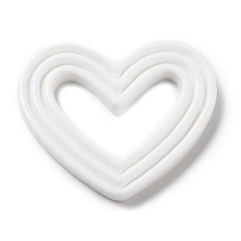 Opaque Resin Decoden Cabochons, Heart, White, 36.5x43.5x4.5mm
