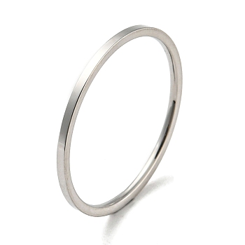 304 Stainless Steel Simple Plain Band Finger Ring for Women Men, Stainless Steel Color, Size 6, Inner Diameter: 16mm, 1mm