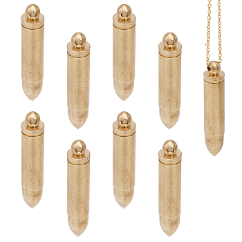 CHGCRAFT 8Pcs Openable Brass Bullet Shape Pendants, Cartridge Storage Tank Charms, for Keychain, Golden, 47.5x9.5mm, Hole: 3mm