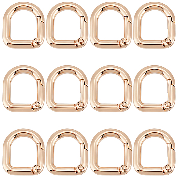 18Pcs Alloy Spring Gate Rings, D-Shaped, Golden, 24x21x5mm