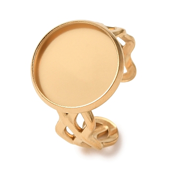 304 Stainless Steel Ring Components, Round Bezel Cup Ring Settings, Ion Plating(IP), Golden, 15.5mm, 18mm, Tray Size: 14mm