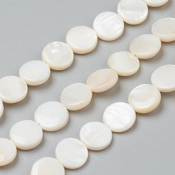Natural Freshwater Shell Beads, Flat Round, 10x3~6mm, Hole: 0.5mm, about 39pcs/strand, 15.16 inch(38.5cm)