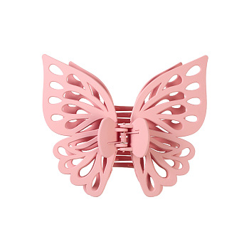 Large Frosted Butterfly Hair Claw Clip, Plastic Hollow Butterfly Ponytail Hair Clip for Women, Pink, 120x130mm