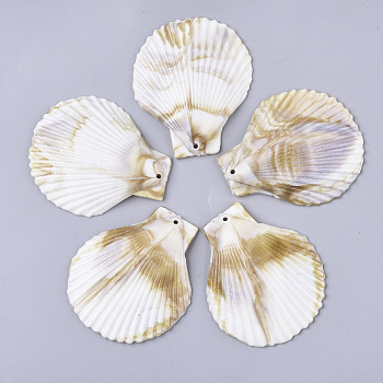 Acrylic Pendants, Imitation Gemstone Style, Shell/Scallop, Floral White, 59x50.5x6mm, Hole: 1.8mm about 113pcs/500g.