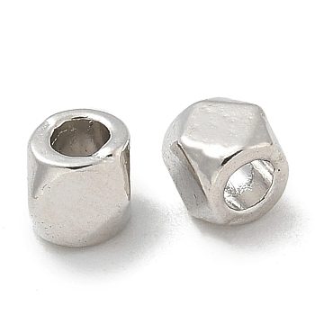 Tibetan Style Alloy Beads, Cadmium Free & Lead Free, Column, Platinum, 4x4x4mm, Hole: 2mm, about 4347pcs/1000g