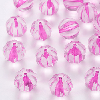 Transparent Acrylic Beads, Pumpkin, Hot Pink, 17.5x16mm, Hole: 1.8mm, about 183pcs/500g