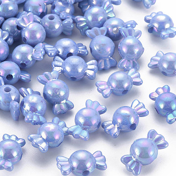 Opaque Acrylic Beads, AB Color, Candy, Cornflower Blue, 17x9x9mm, Hole: 2mm, about 943pcs/500g