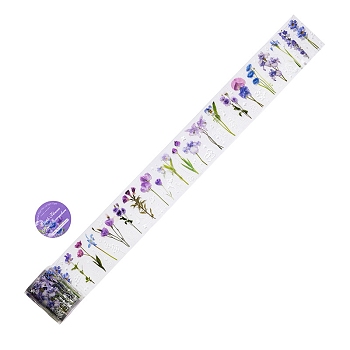 Flower PET Adhesive Tape, for DIY Album Scrapbook, Greeting Card, Background Paper, Medium Purple, 50mm, 2m/roll