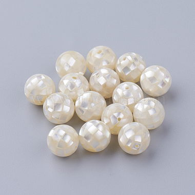 Seashell Color Round White Shell Beads