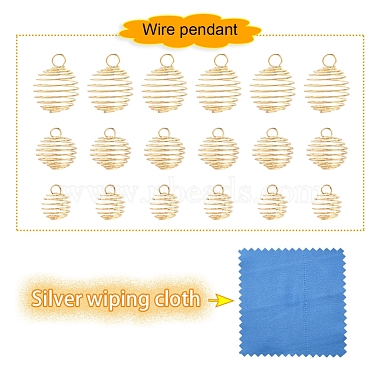 30Pcs 3 Style Iron Wire Spiral Bead Cage Pendants(IFIN-YW0001-23KC)-2