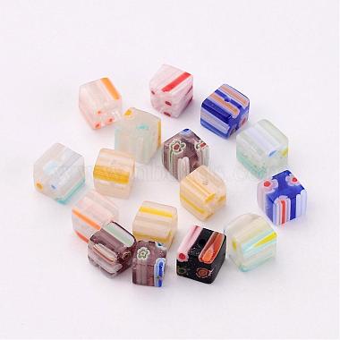 Handmade Millefiori Glass Cube Beads(X-LK-P014-M)-2