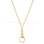 Stainless Steel Paperclip Chains Keychain, with Alloy Swivel Snap Clasps and Rings, Golden, 465mm(HJEW-SW00179-01)