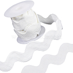 Polyester Wavy Fringe Trim, Wave Bending Lace Ribbon, for Clothes Sewing and Art Craft Decoration, White, 1-1/8 inch(30mm), about 5 yards(OCOR-GF0003-44G-06)