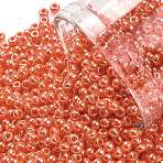 TOHO Round Seed Beads, Japanese Seed Beads, (129) Opaque Luster Pumpkin, 11/0, 2.2mm, Hole: 0.8mm, about 50000pcs/pound(SEED-TR11-0129)