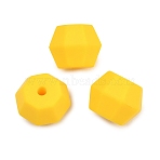 Silicone Beads, Polygon, Faceted, Yellow, 11x15mm, Hole: 2mm(SIL-E011-01A)